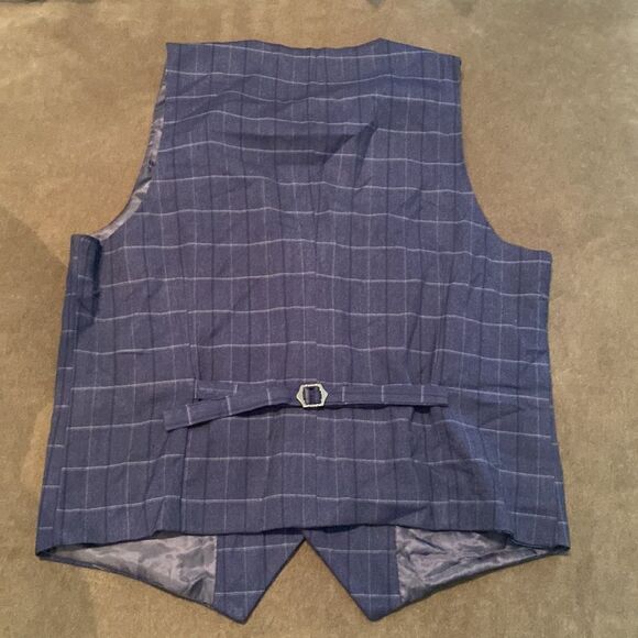 Men’s Mogu Blue Plaid 3 Piece Slim Fit Suit Jacket 40 Pants 36 NWT - Picture 11 of 14